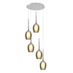 Belle 5 lichts amber hanglamp