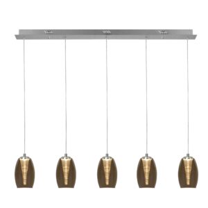 Nebula 5 lichts balk amber hanglamp