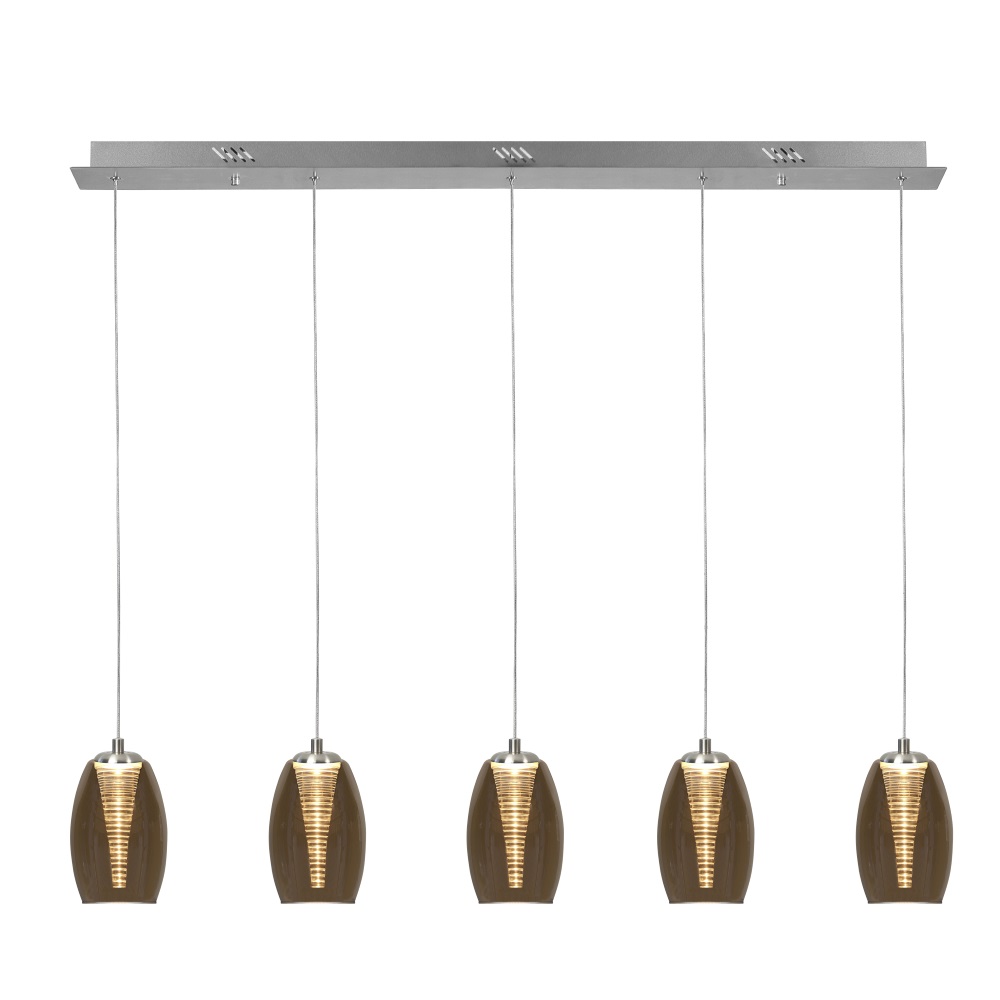 Nebula 5 lichts balk amber hanglamp