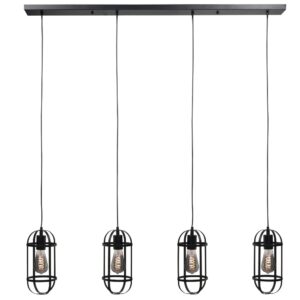 Longo 4 lichts zwart hanglamp