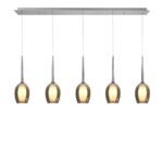 Belle 5 lichts balk amber hanglamp