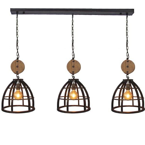 Hanglamp Aperto burned steel 3 lichts (2e kans)