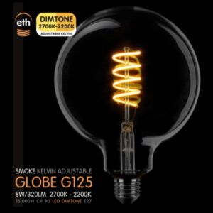 Globe 125mm smoke spiraal 8W dimtone
