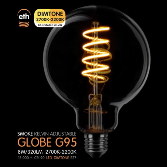 Globe 95mm smoke spiraal 6W dimtone