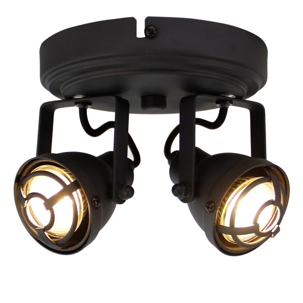 Spot Industria zwart 2 lichts