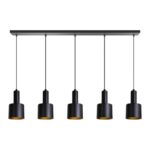 Hanglamp Sledge zwart balk 5 lichts
