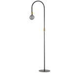 Pike zwart-messing vloerlamp 180cm