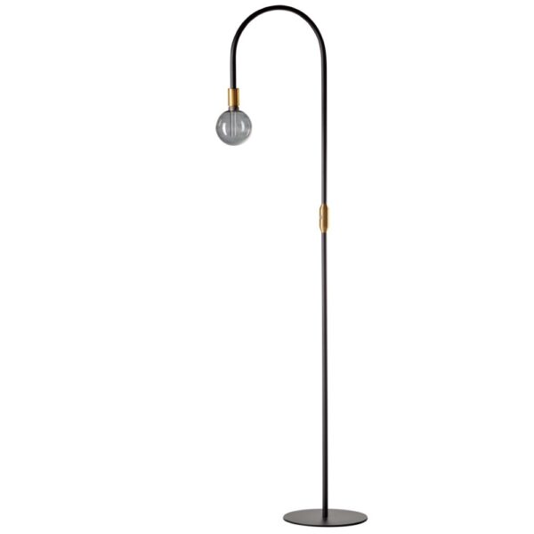 Pike zwart-messing vloerlamp 180cm