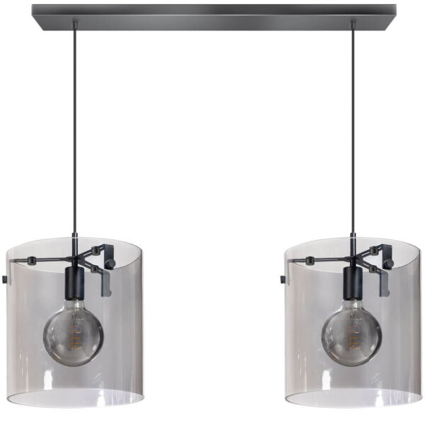 Hanglamp Silo zwart-smoke 2 lichts