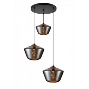 Carlton smoke + Savoy zwart hanglamp 3 lichts