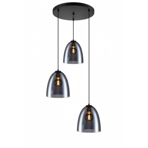 Marina smoke + Savoy zwart hanglamp 3 lichts