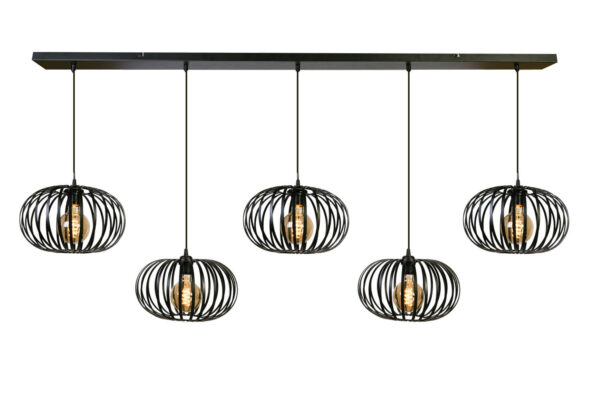 Balloon zwart hanglamp 5 lichts