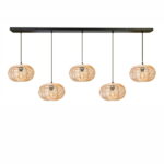 Rotan naturel hanglamp 5 lichts