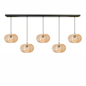 Rotan naturel hanglamp 5 lichts