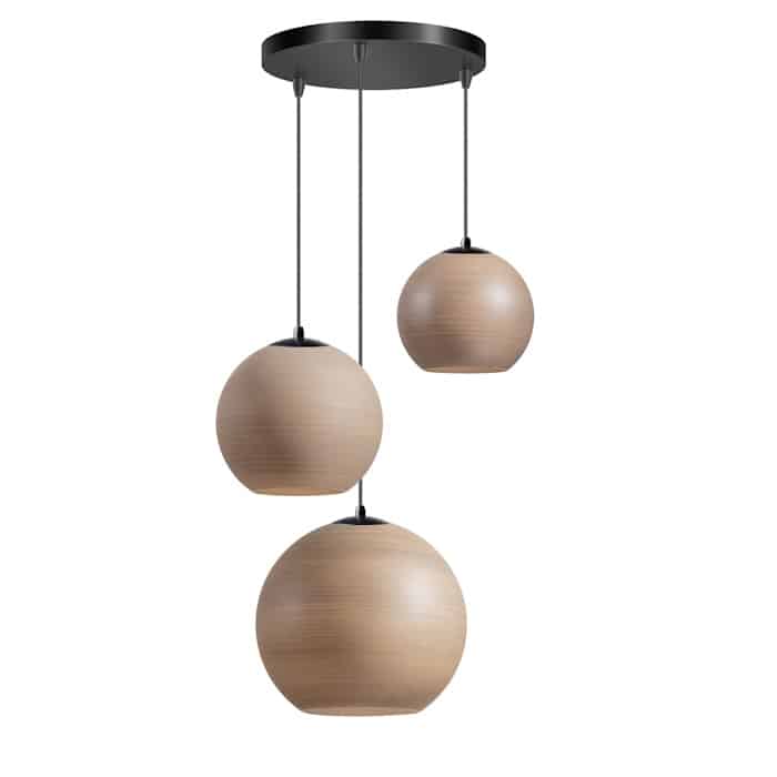 Hanglamp Orb Saturn Taupe/Grijs 3 lichts