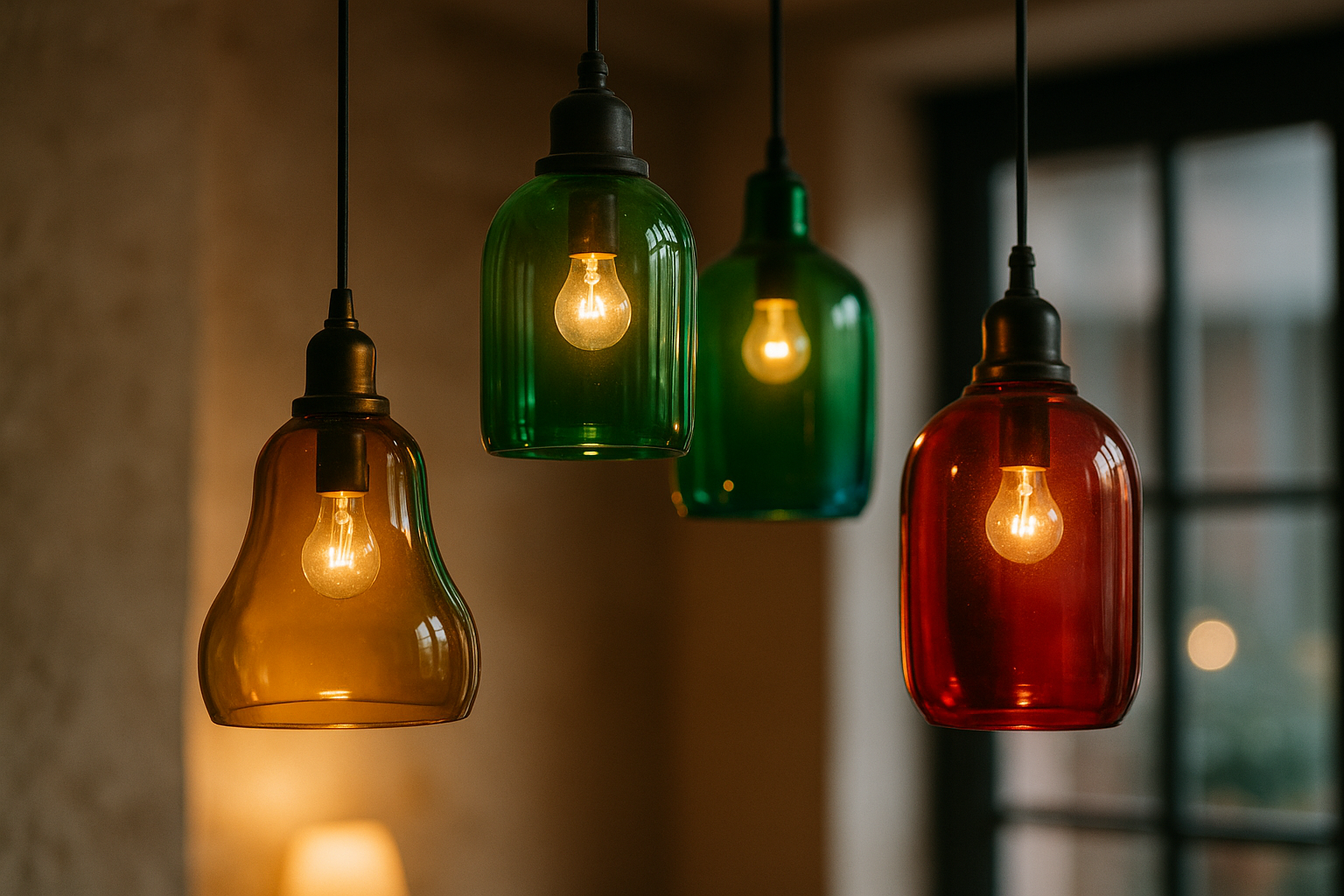 Gekleurde glazen hanglampen