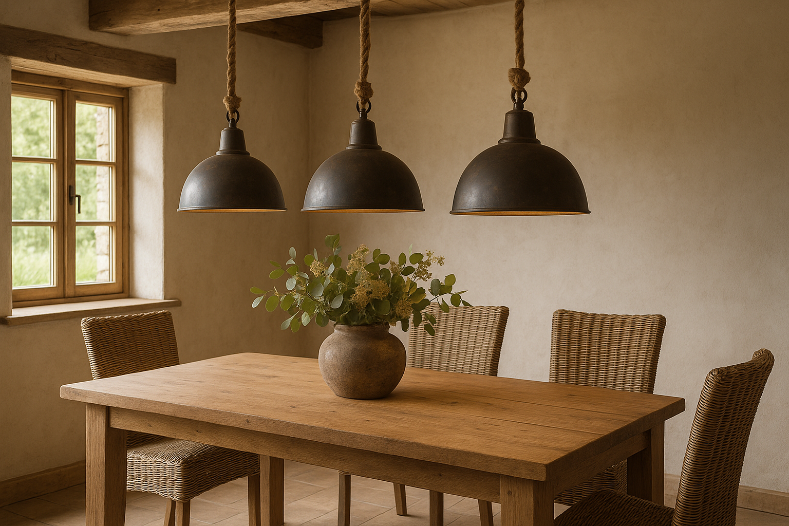 Hanglampen eettafel landelijk